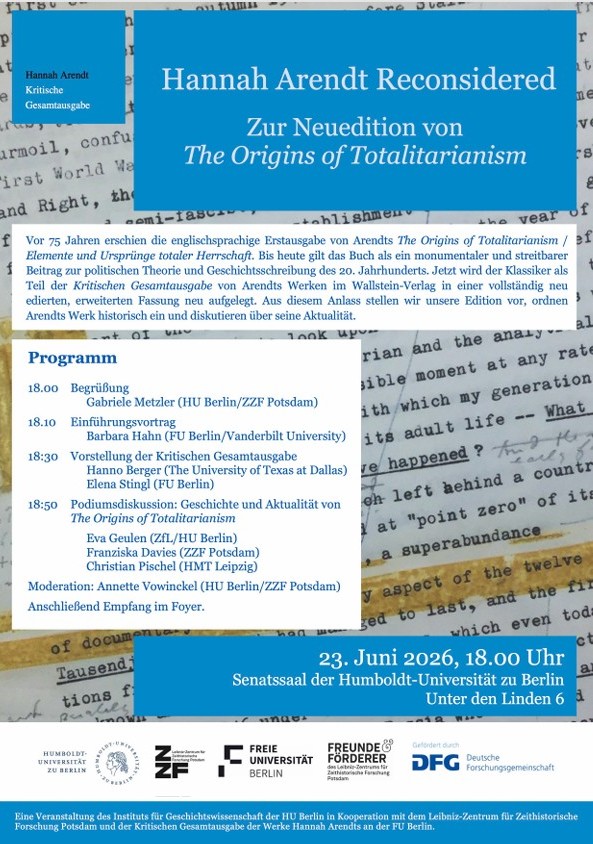 Program VA am 23. Juni 2026 in Berlin Hannah Arendt Neuedition