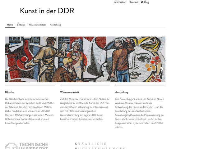 Startseite der Website Bildatlas DDR Kunst