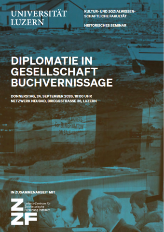 Flyer der Buchvernissage Diplomatie in Gesellschaft
