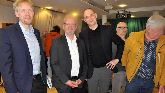 Rüdiger Bergien, Jens Gieseke und Jakob Mühle nach der Buchvorstellung