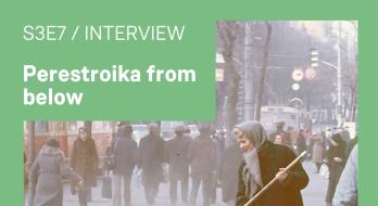 Cover der Episode »Perestroika from below« des ZZF Podcast. Dargestellt ist eine Frau, die eine Straße fegt. 
