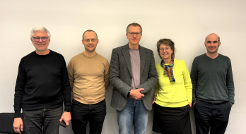 Von links nach rechts: Prof. Dr. Thomas Mergel, Thomas Lettang, Prof. Dr. Rüdiger Graf, Prof. Dr. Anke te Heesen und Dr. Janis Nalbadidacis. Foto: Nathalie Kohl