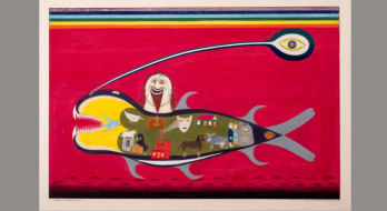 Friedrich Schröder-Sonnenstern, »Jonas mit Walfisch«, 1954, 70 x 100 cm, Buntstift auf Karton 