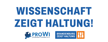 Logo der Initiative mit dem Schriftzug Wissenschaft zeigt Haltung in Großbuchstaben