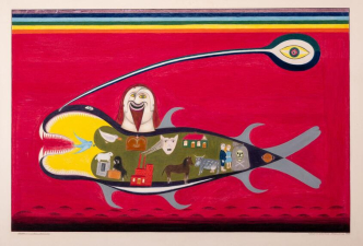Friedrich Schröder-Sonnenstern, »Jonas mit Walfisch«, 1954. Das Bild illustriert den Heftbeitrag "Wertschätzung und Pathologisierung" von Christof Beyer und Caterina Flor Gümpe.