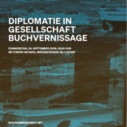 Flyer der Buchvernissage Diplomatie in Gesellschaft